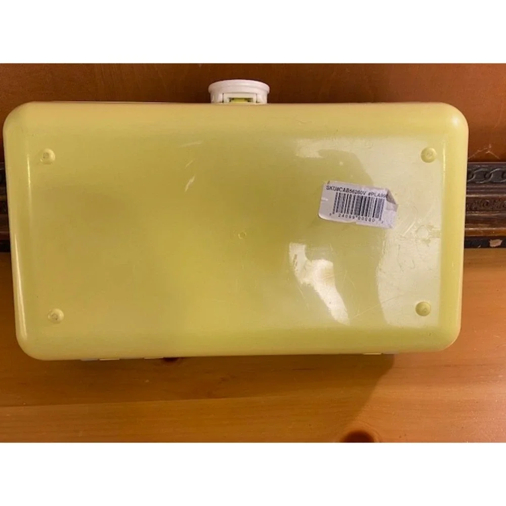 Vintage Caboodles Makeup Organizer Case Blue Yellow Two Tone Mirror 90s Retro